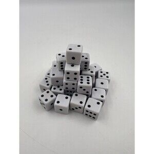 31 15mm White with Black Numbers Six Sided Dice